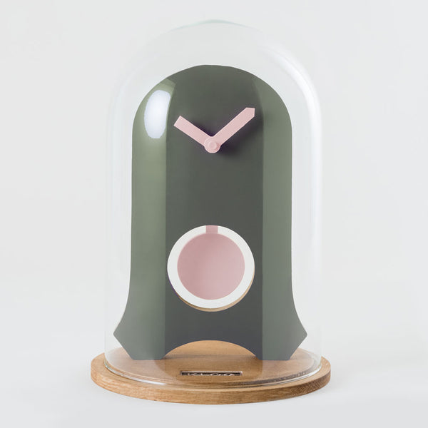 KLOQ glass dome clock - design klok in glazen stolp - groen