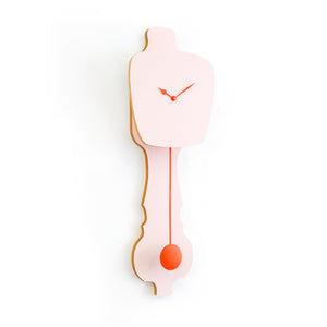 roze design klok met slinger, pink design pendulum clock
